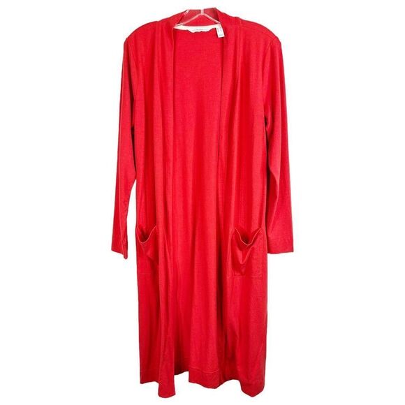 Isaac Mizrahi XS Cardigan Sweater Long Red Open Front‎ Long Sleeve Cotton 1142 - Picture 1 of 9